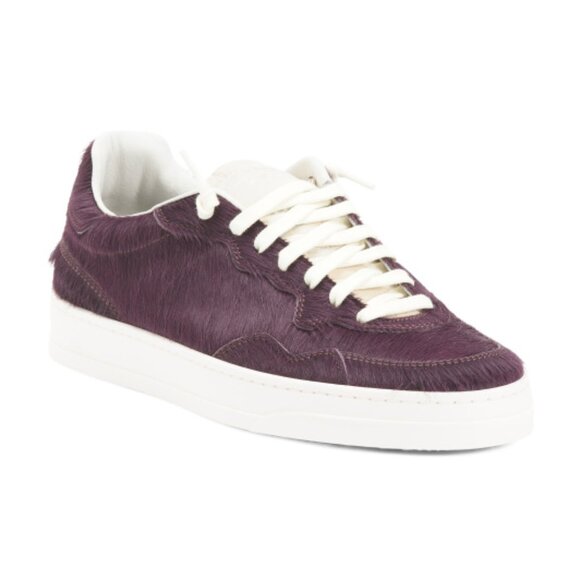 P448 Made In Italy Leather Lace Up Sneakers - Picture 1 of 3